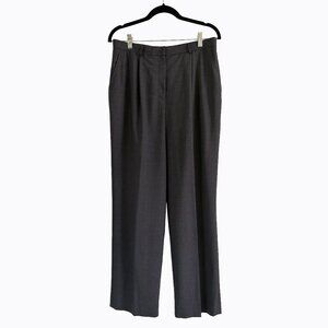 Jones NY Wool Stretch Trousers Sz 12P Wide Leg Pants Charcoal Gray Y2K Academia